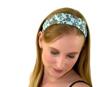Skinny Headband, Hot Cocoa Flower Garden on Light Blue, Soft Headband Fashion Headbands