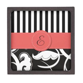 Monogram   Swirls, Stripes   Black White Red Premium Gift Box