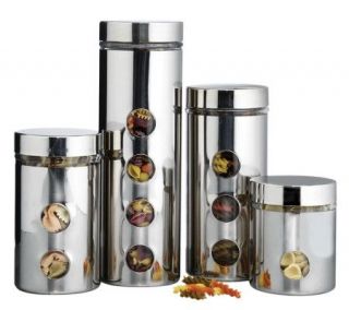 Metro Marketing Set of 4 Stainless Steel Canisters w/ Windows —