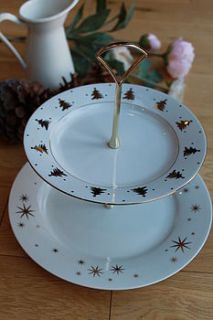 christmas sparkle two tier cake stand by teacup candles