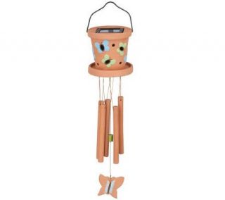 Solar Powered Wind Chime with Terra Cotta Finish —