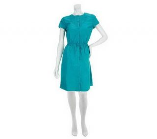 Liz Claiborne New York Short Sleeve Chambray Dress with Cutout —