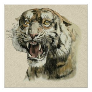 Snarling Tiger Print
