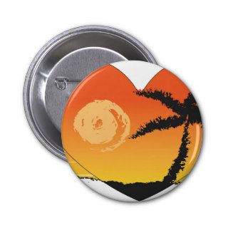 Beach sunset palm tree sun tropical orange art pin