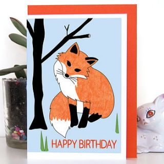 fox and tree birthday card by superfumi