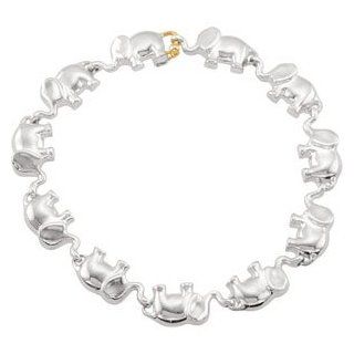 IceCarats Designer Jewelry Sterling Silver 14K Yellow Gold Elephant Bracelet 7.5 Inch IceCarats Jewelry