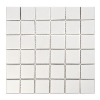 SomerTile Victorian Quad Matte White Porcelain Mosaic Tiles (Pack of 10) Wall Tiles