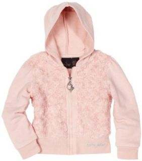 Baby Phat Girls 7 16 Faux Fur Hoodie Sweater, Light Pink, Small Clothing