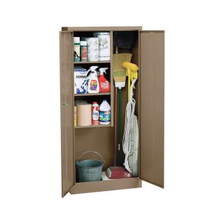 Sandusky Lee Welded Steel Janitorial Cabinet — 30in.W x 15in.D x 66in.H, Sand, Model# VFC1301566-04  Storage Cabinets