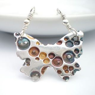 silver butterfly pendant with colourful wings by ali bali jewellery