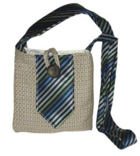 Small Recycled Passport or Hip Bag   Made from Recycled Suit and Tie (Multi Bag   Blue Stripe Tie) Clothing