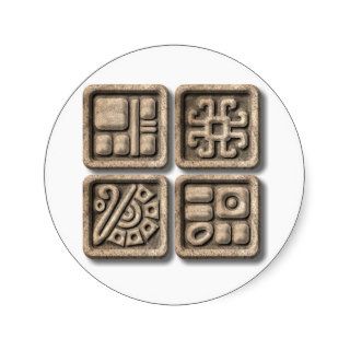 Mayan Glyphs stone Stickers
