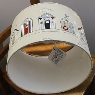 beach huts personalised lampshade by buttons & moon