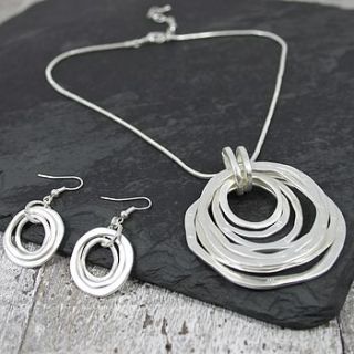 pewter hoop necklace and earrings set by my posh shop