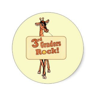 Giraffe “3rd Graders Rock” Design Round Sticker