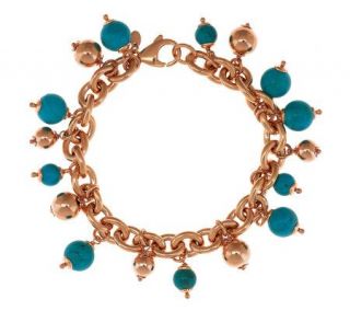 Bronzo Italia Average Bold Turquoise & Bronze Bead Charm Bracelet —