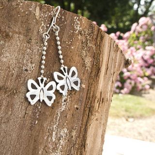 recycled wood and silver butterfly earrings by tales from the earth