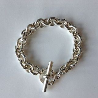 heavy silver link bracelet with toggle by mmzs jewellery design