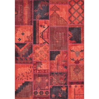 Hand woven Ava Wool Red Patchwork Rug Alexander Home Runner Rugs