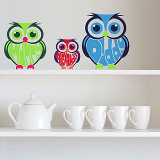 personalised owl wall art stickers by name art