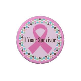 1 Year Survivor Breast Cancer Pink Ribbon Jelly Belly Candy Tins