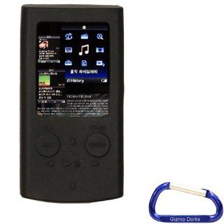 Sony Walkman NWZ E344 / NWZ E345 Silicone Gel Skin Case Cover (BLACK) with Free Carabiner Key Chain 