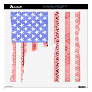 American flag,USA Red Blue White Aztec Pattern Decal For Xbox 360 S