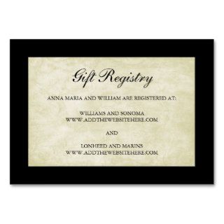 Wedding Gift Registry Cards in Black and Cream Business Cards
