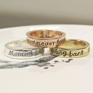 'moving forward never looking back' ring by lisa angel