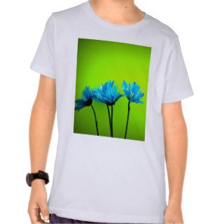 Teal Turquoise Daisies on Lime Green Flowers Gifts Tees