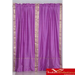 Indo Lavender Rod Pocket Sari Sheer Curtain (43 in. x 84 in.) Curtains