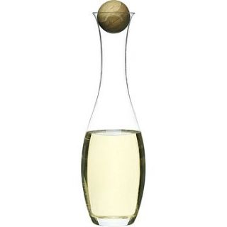 white wine and water carafe with oak stopper by nest
