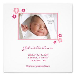 Pink Sakura Baby Girl Birth Announcement