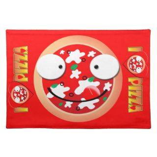 funny cute yum smiley pizza face kids placemat