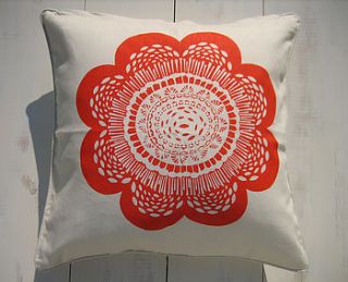 blooming lovely screenprinted cushion by bubble and tweet