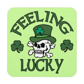 Feeling Lucky Irish Skull & Crossbones Beverage Coasters