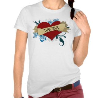"MOM" Vintage Tattoo on Wooden Plank T shirts