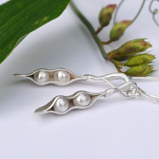handmade silver pea pod earrings by muriel & lily