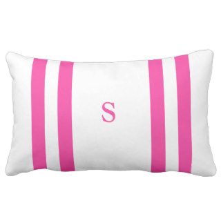 Hot Pink Stripe Monogram Lumbar Pillow