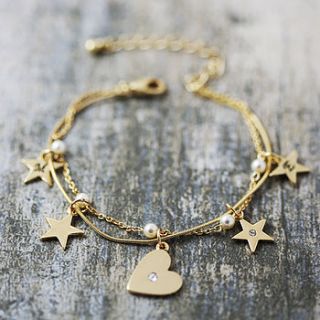 delicate pearl charm bracelet by j&s jewellery