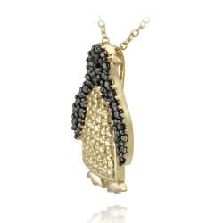 DB Designs 18k Gold over Silver Black Diamond Accent Penguin Necklace DB Designs Diamond Necklaces