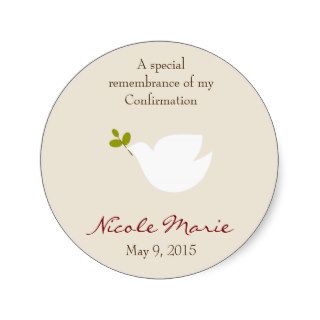 Confirmation Dove with Olive Branch Favor Sticker