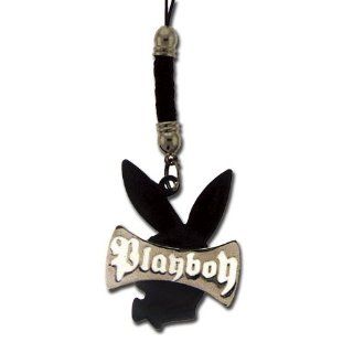 Licensed Playboy Cellphone Charm with Black Baton Holding Playboy Black Bunny with Silver Playboy Banner Cell Phones & Accessories