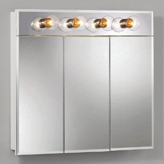 NuTone 755435 Tri View with Four Bulb Light Frameless Beveled Classic White Medicine Cabinet  