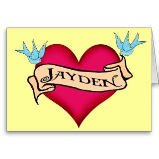Jayden   Custom Heart Tattoo T shirts & Gifts Card