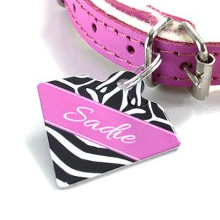 personalised pet id diamond tag zebra by we love to create