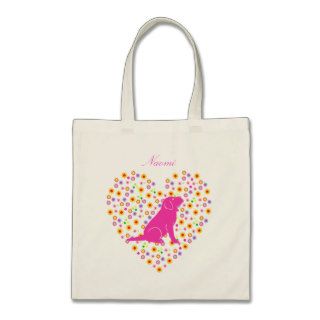 Personalized Pink Lab Puppy Outline / Silhouette Canvas Bag