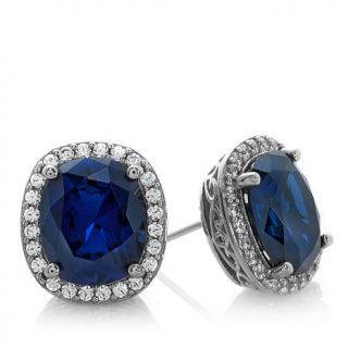 Jean Dousset 12.72ct Absolute™ and Created Sapphire Stud Earrings