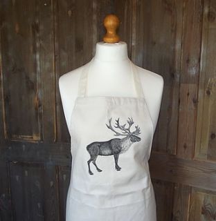 ' reindeer ' 100% irish linen apron by rustic country crafts