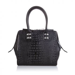 Sharif Contemporary Croco Embossed Leather Satchel